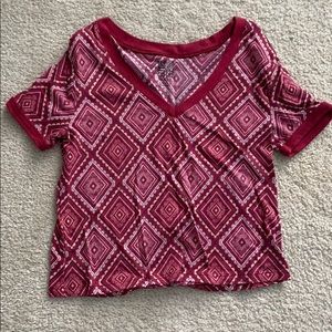 Red boho print crop top